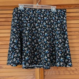 Black Floral Skater Skirt